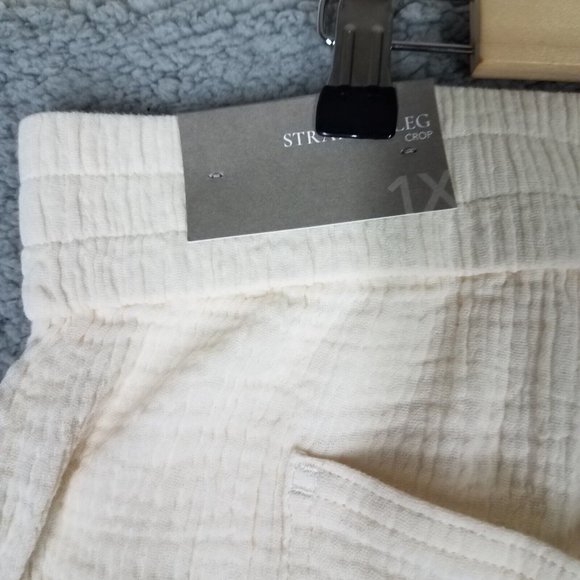 NEW Soft Surroundings Women's 1X Pants Crop Gauze Beach Pull On Casual Ivory - Picture 10 of 16